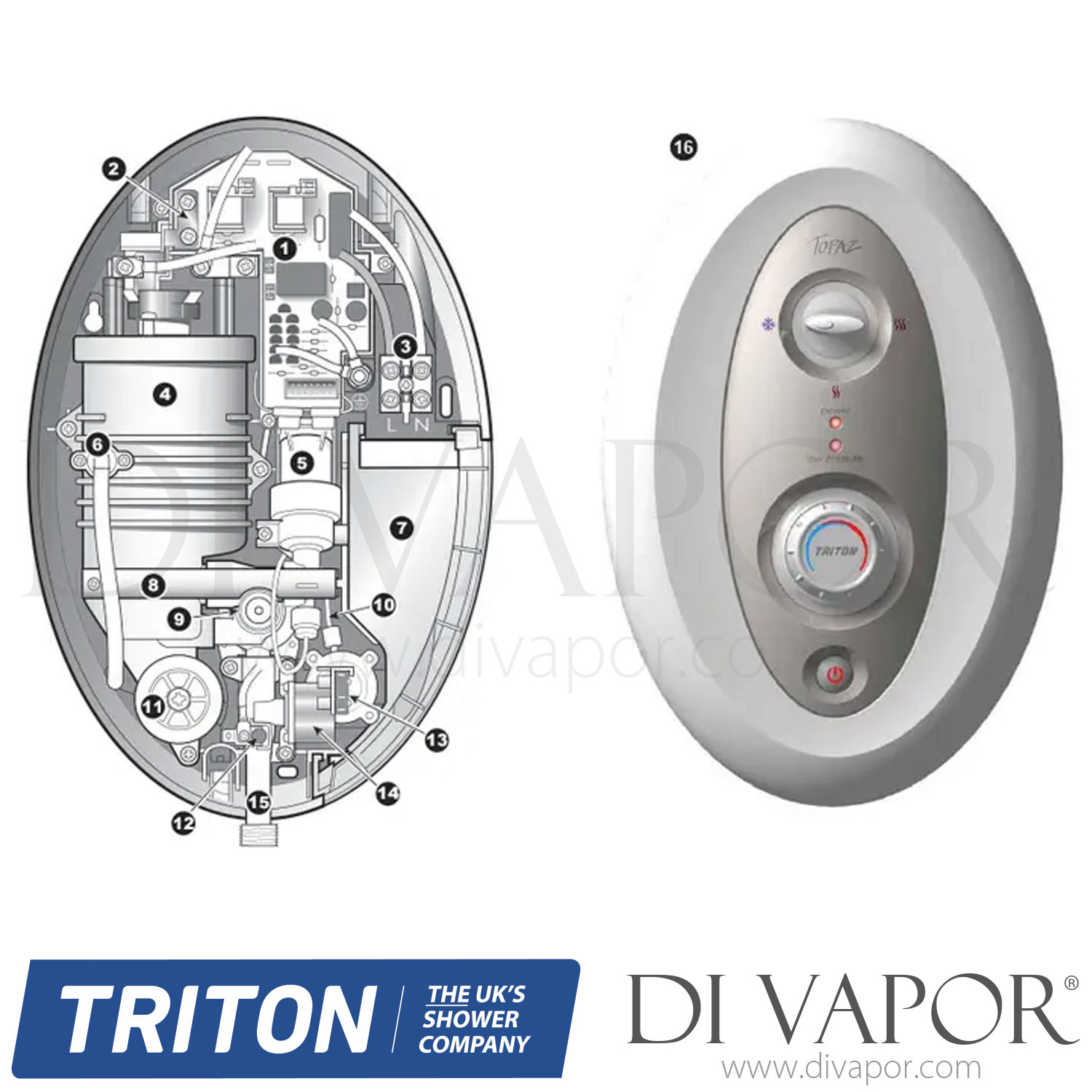 Triton Topaz T80si Thermostatic Shower Spare Parts TR DV 216